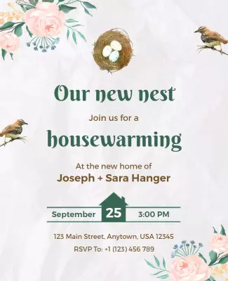 Floral Theme Housewarming Invitation Flyer Template