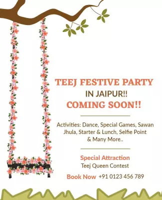 Floral Theme Teej Festive Party in Jaipur Poster Template