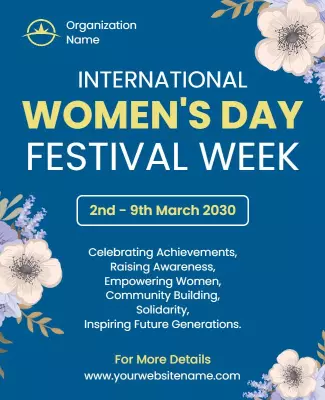 Floral Themed Women's Day Festival Week Celebration Poster Template