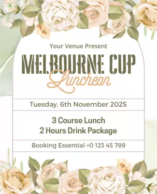 Floral Vintage Melbourne Cup Luncheon Event Poster Template