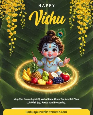Floral Vishu Festival Greeting Poster Template
