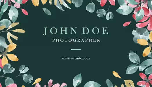 Floral Watercolor Design for Photographer Business Card Template