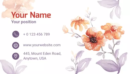 Floral Watercolor Elegant Boutique Business Card Template