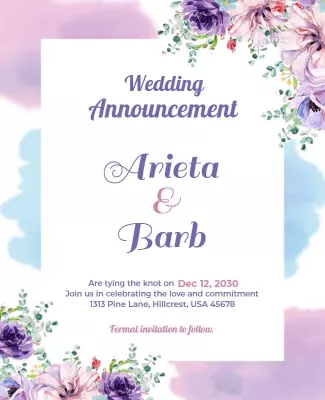 Floral Wedding Announcement Invitation Flyer Template