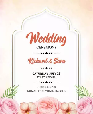 Floral Wedding Ceremony Invitation Flyer Template
