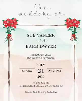 Romantic Floral Wedding Ceremony Invitation Flyer Template