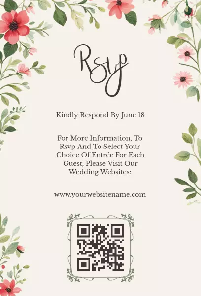 Floral Wedding RSVP Response Card Invitation Template