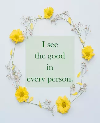 Floral Yellow Positive Affirmation Quote Poster Template