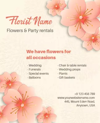 Florist and Party Rentals Services Flyer Template