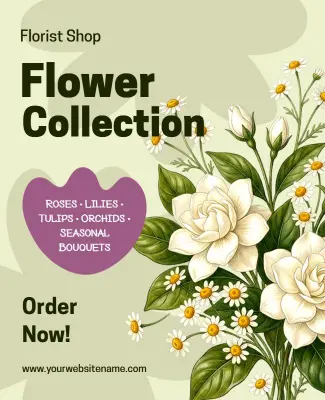 Florist Shop Flower Collection Poster Template