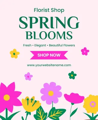Florist Shop Spring Blooms Promotion Poster Template