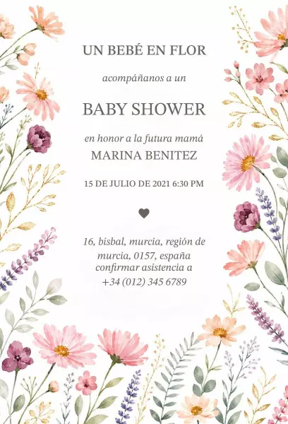 Flowery Floral Baby Shower Celebration Invitation Template