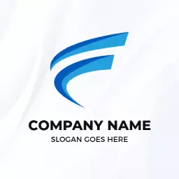 Fluid Blue F Letter Design Representing Modern Branding Logo Template
