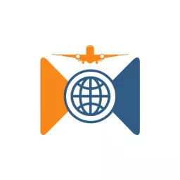 Flying Airplane and Global Travel Representing Transportation Logo Template