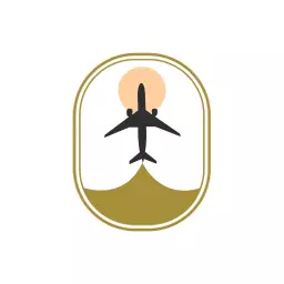 Flying Airplane Over Golden Waves Illustrating Travelling Logo Template
