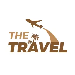Flying Airplane with Palm Trees Represents Exciting Travelling Logo Template