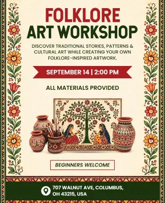 Folklore Art Workshop Event Flyer Template