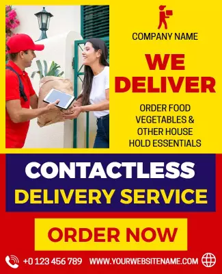Food and Essentials Contactless Delivery Flyer Template