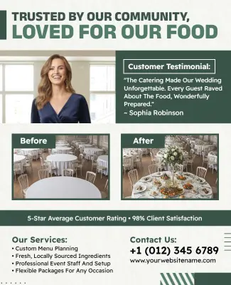 Food Catering Services Customer Testimonial Flyer Template
