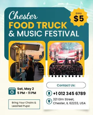 Food Truck and Music Festival Event Flyer Template