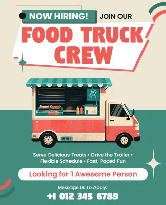 Food Truck Crew Hiring Poster Template