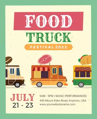 Playful Vintage Food Truck Festival Event Flyer Template