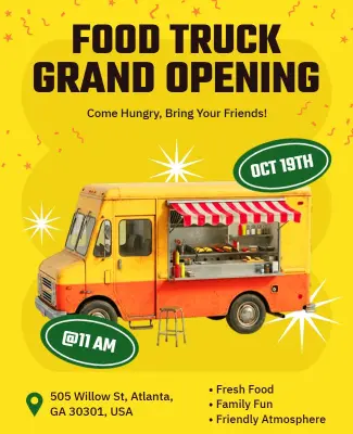 Food Truck Grand Opening Event Poster Template