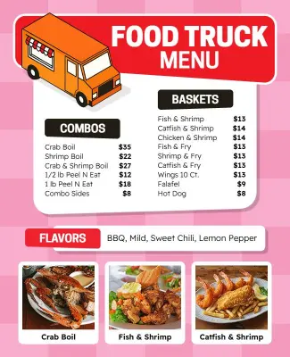 Food Truck Menu with Seafood Combos Flyer Template