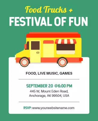 Food Trucks and Festival Fun Event Flyer Template