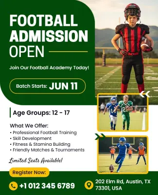 Football Academy Admission Open Poster Template