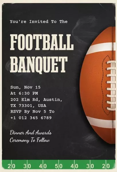 Football Banquet Ceremony Celebration Sports Invitation Template