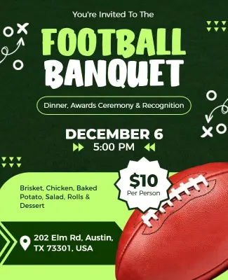 Football Banquet Invitation Flyer Template