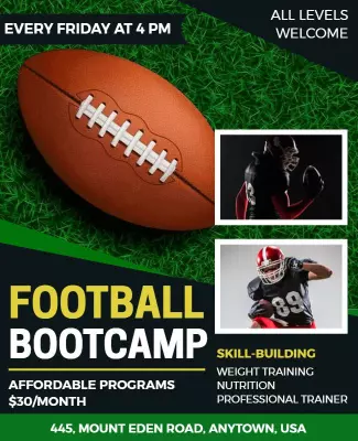 Football Bootcamp Skill Building Training Flyer Template