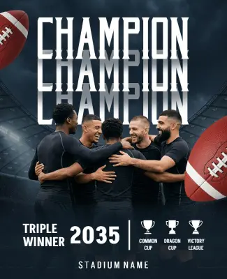 Football Championship Team Celebration Poster Template