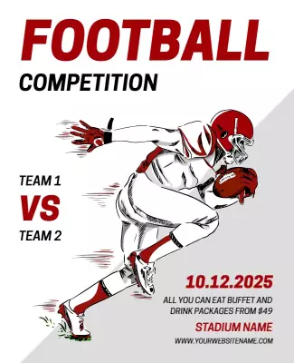 Dynamic Red Football Competition Event Flyer Template