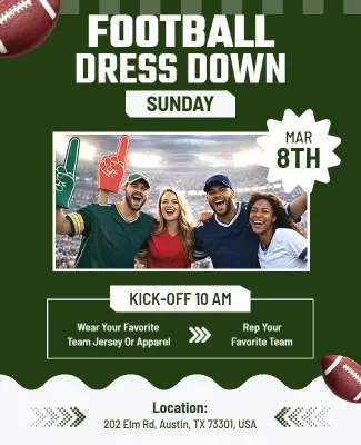 Football Fan Dress Down Event Flyer Template