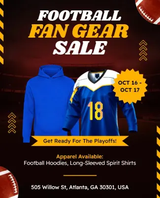 Football Fan Gear Apparel Sale Event Flyer Template