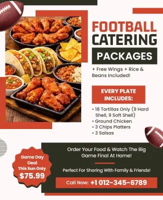 Football Game Catering Packages Flyer Template