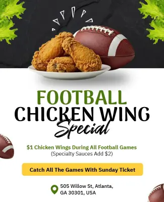 Football Game Chicken Wing Special Flyer Template
