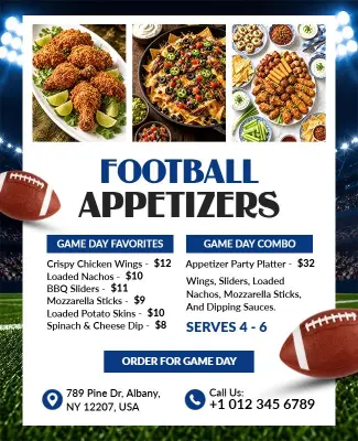 Football Game Day Appetizers Flyer Template