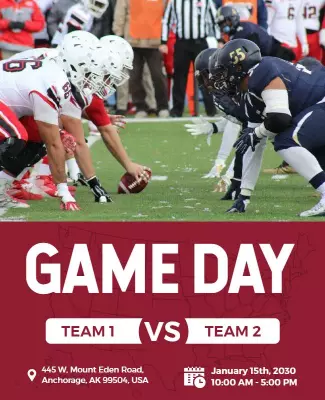 Bold Red Football Game Day Competition Flyer Template