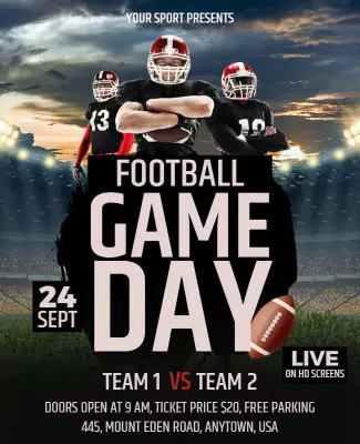 Dynamic Football Game Day Spectacular Event Flyer Template