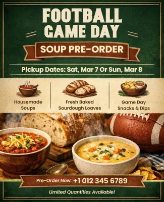 Football Game Day Soup Pre-Order Flyer Template
