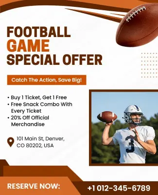 Football Game Special Offer Promotion Flyer Template