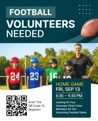 Football Game Volunteer Needed Flyer Template