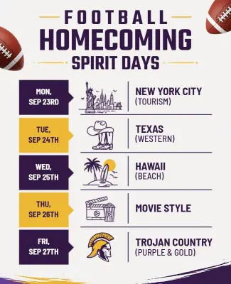 Football Homecoming Spirit Week Theme Flyer Template