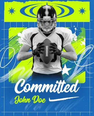 Football Player Commitment Announcement Poster Template