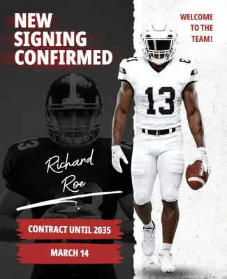 Football Player Signing Announcement Poster Template