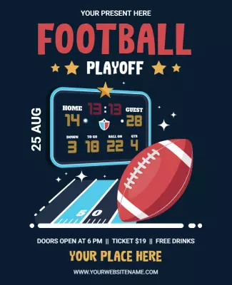 Fun Sports-Themed Football Playoff Game Flyer Template