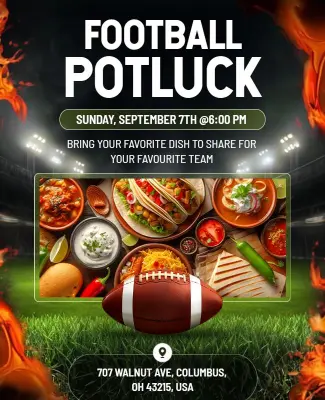 Football Potluck Event Flyer Template